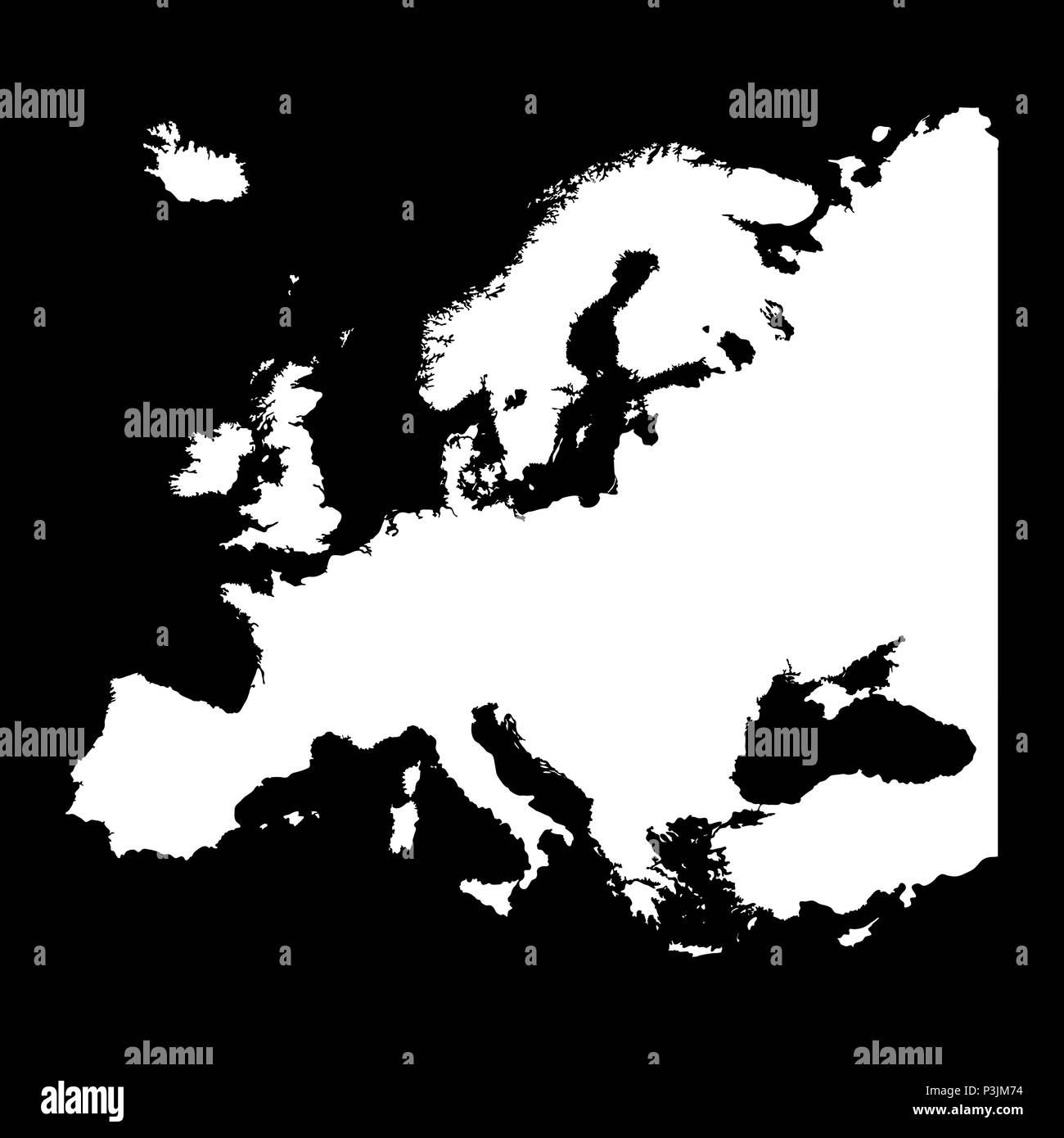 Carte de l'Europe conception silhouette isoler sur noir Illustration de Vecteur