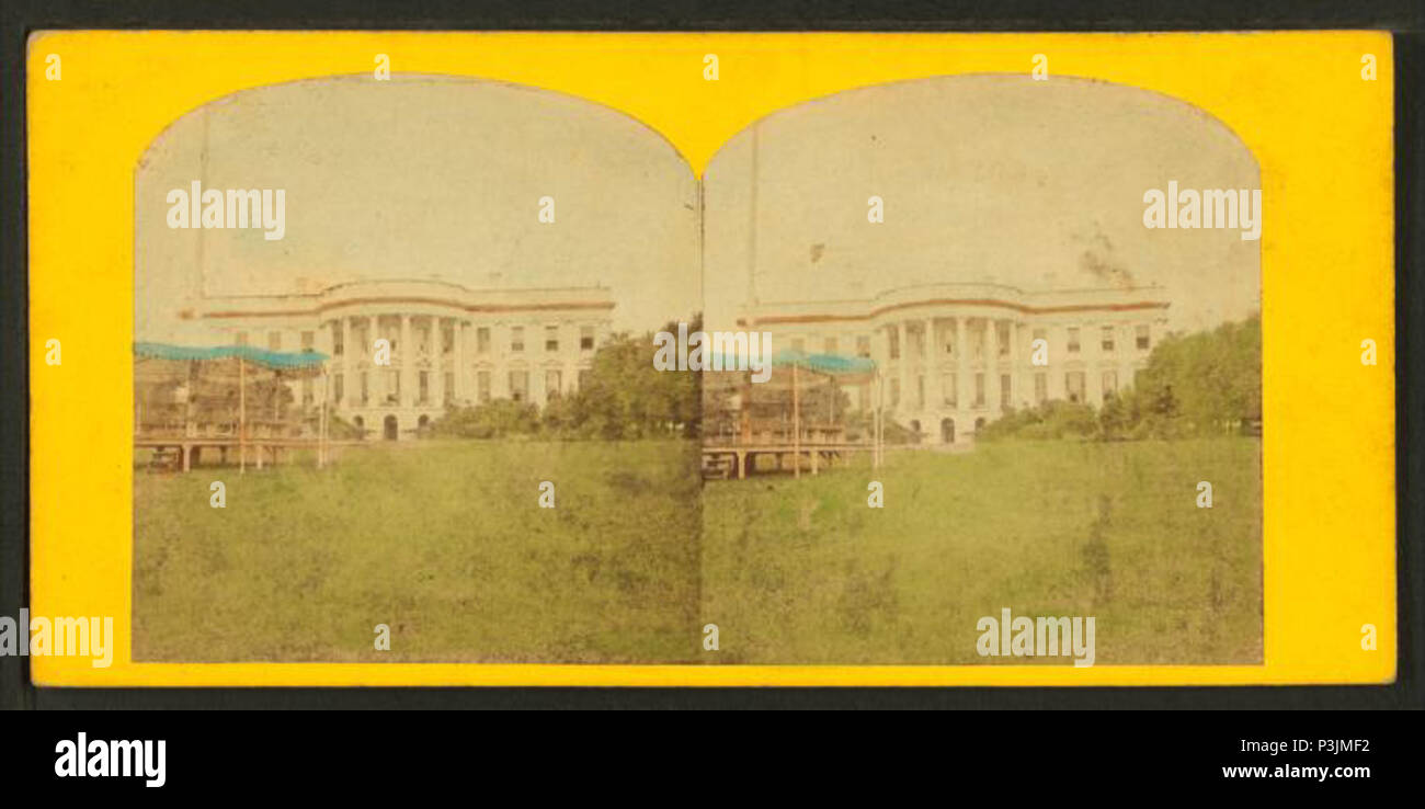 . Maison Blanche. [L'avant.] Washington, D.C. Couverture : 1860 ?-1920 ?. Mentions légales Source : 1860 ?-1920 ?. Point numérique publié le 1-25-2006 ; mise à jour 5-18-2009. 381 Maison Blanche. (Façade Sud.) Washington, D.C, à partir de Robert N. Dennis collection de vues stéréoscopiques Banque D'Images