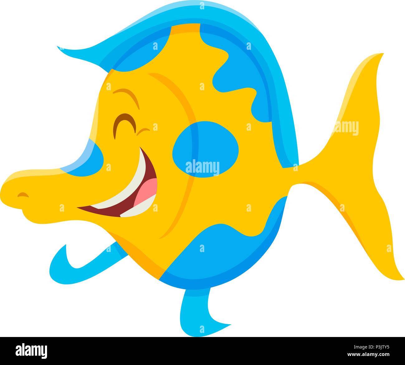 Cartoon illustration du caractère animal mer Poisson heureux Illustration de Vecteur