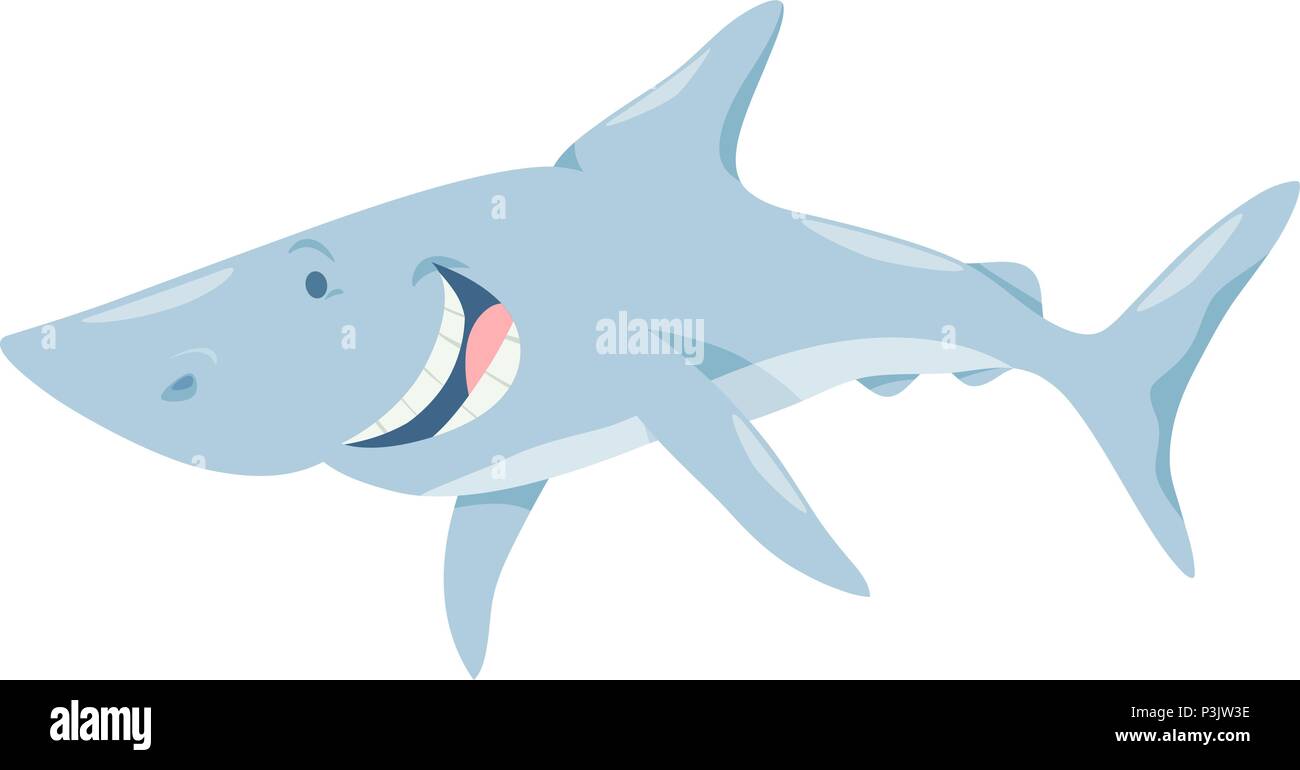 Cartoon Illustration de poisson requin drôle personnage animal Mer Illustration de Vecteur