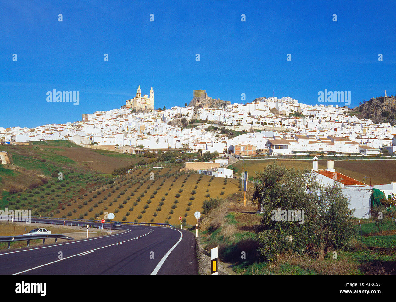 Vue d'ensemble. Olvera, province de Cadix, Andalousie, espagne. Banque D'Images