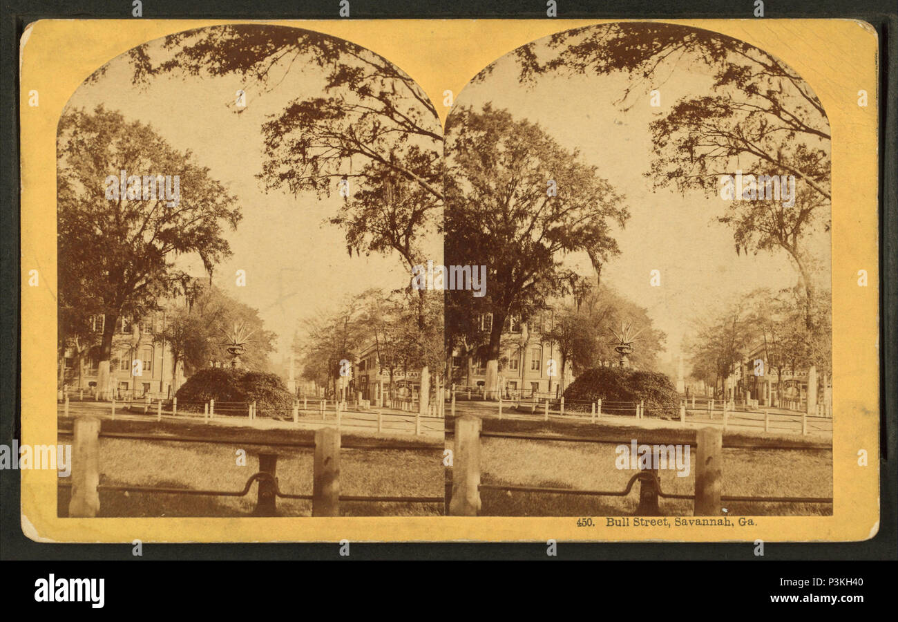 . Bull Street, Savannah, GA, TITRE ALTERNATIF : No 450. Création : 1867-1909. Couverture : 1867 ?-1900 ?. Mentions légales Source : 1867 ?-1900 ?. Point numérique publié le 6-30-2005 ; mise à jour 2-12-2009. 48 Bull Street, Savannah, GA, de Robert N. Dennis collection de vues stéréoscopiques 7 Banque D'Images