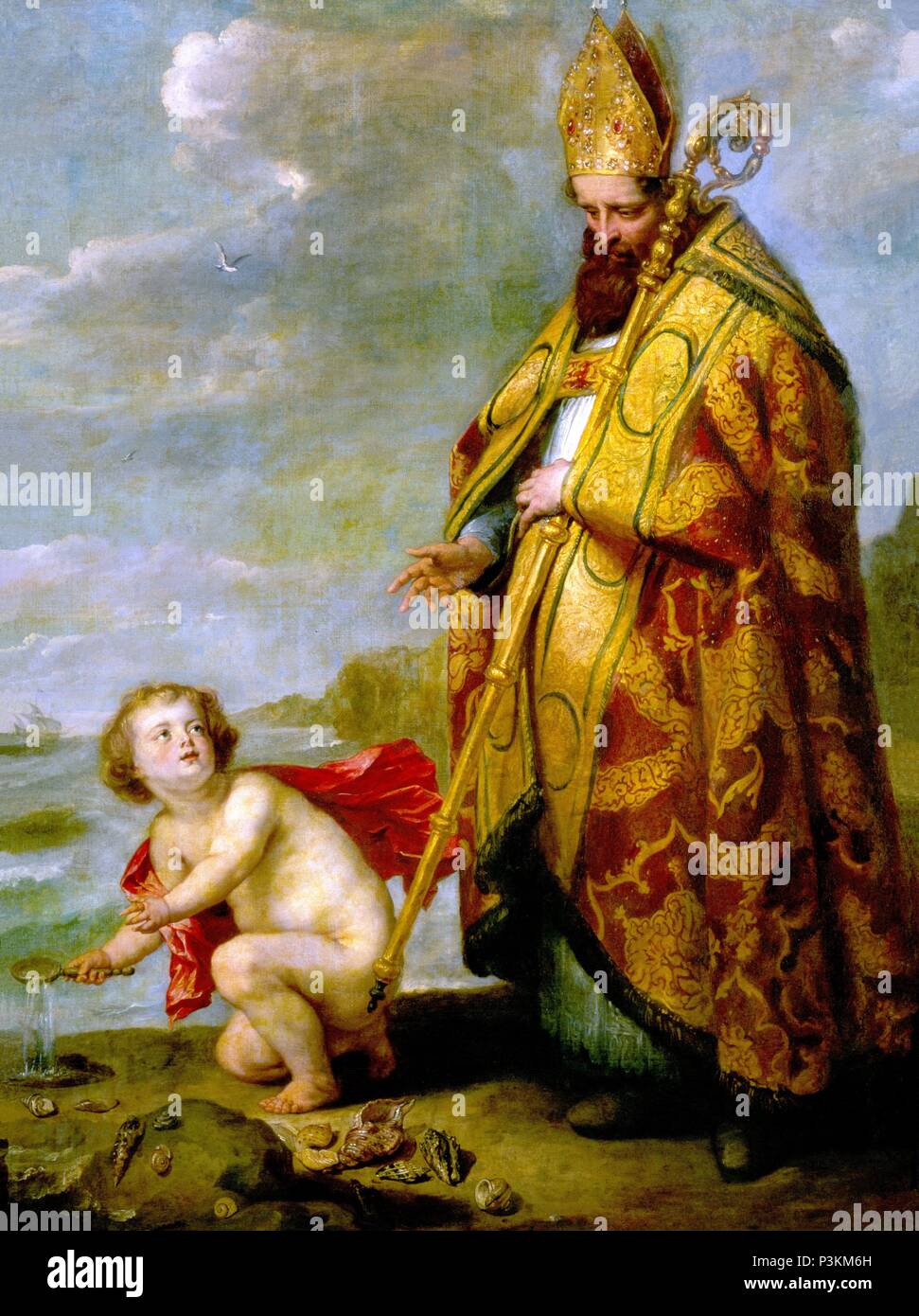 L'école de Rubens. Saint Augustin une réflexion sur le mystère de la Trinité. San Agustin meditando sobre el misterio de la Trinité. Toile. 209x159. Madrid, musée du Prado. Auteur : Peter Paul Rubens (1577-1640) (école). Emplacement : Museo del Prado-PINTURA, MADRID, ESPAGNE. Banque D'Images