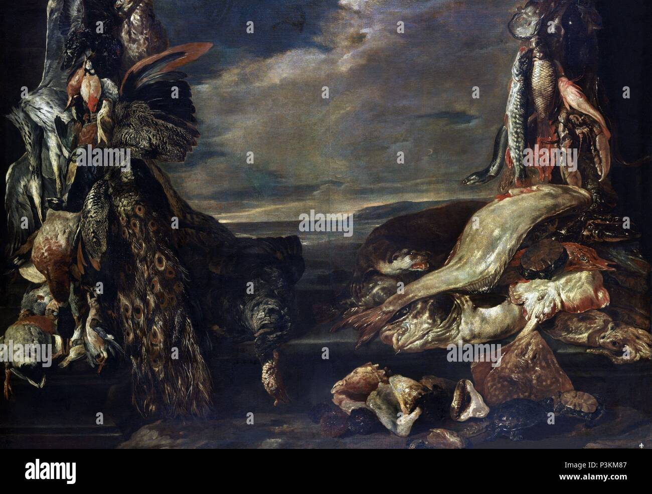 BODEGON - siglo XVII - OLEO/LIENZO - 168x237 cm - NP 1366 - ESCUELA FLAMENCA. Auteur : Pieter Boel (1622-1674). Emplacement : Museo del Prado-PINTURA, MADRID, ESPAGNE. Banque D'Images