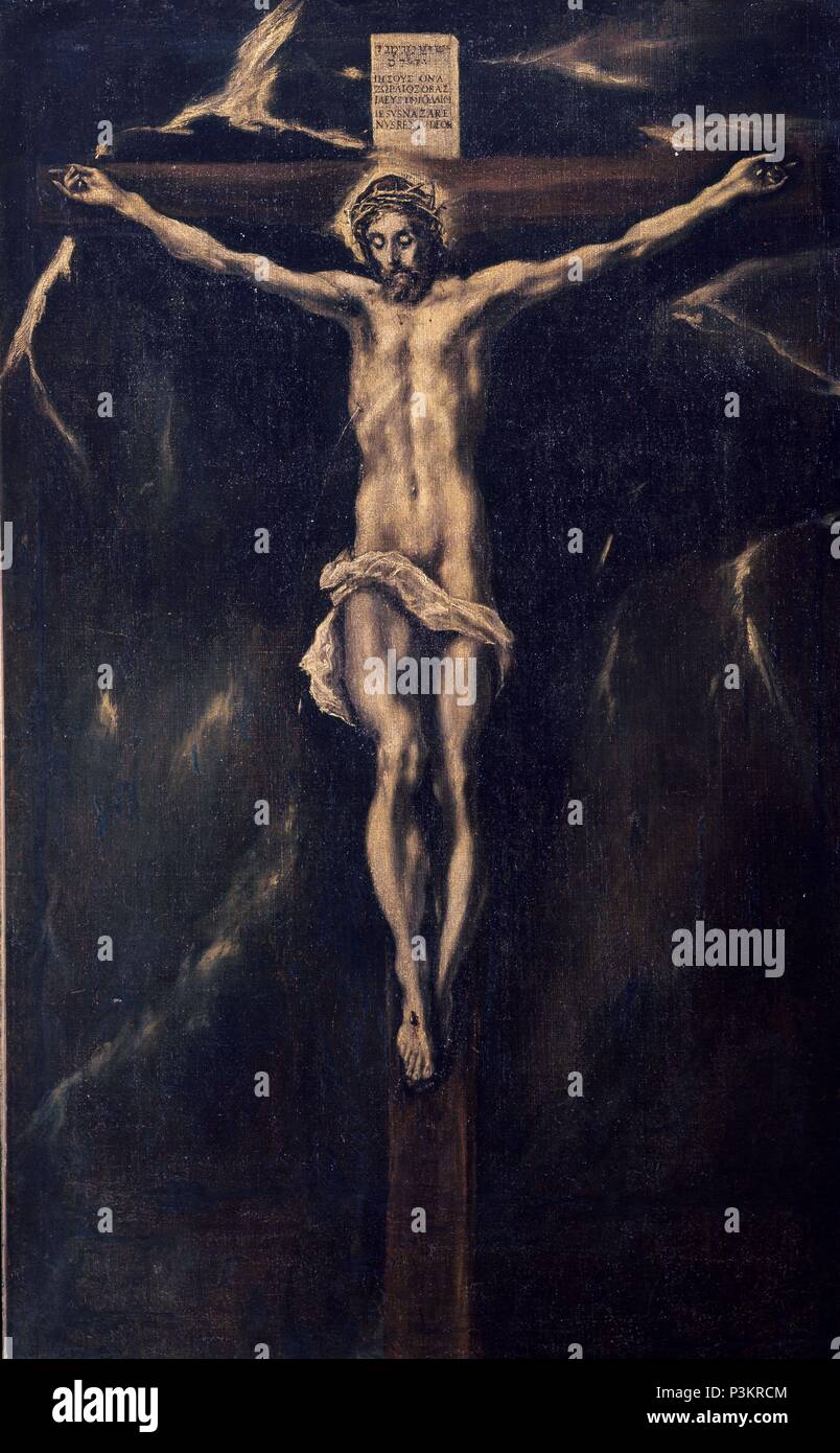 CRISTO EN LA CRUZ. Auteur : El Greco (1541-1614) (école). Lieu : Casa Museo del Greco-COLECCION, TOLEDO, Espagne. Banque D'Images