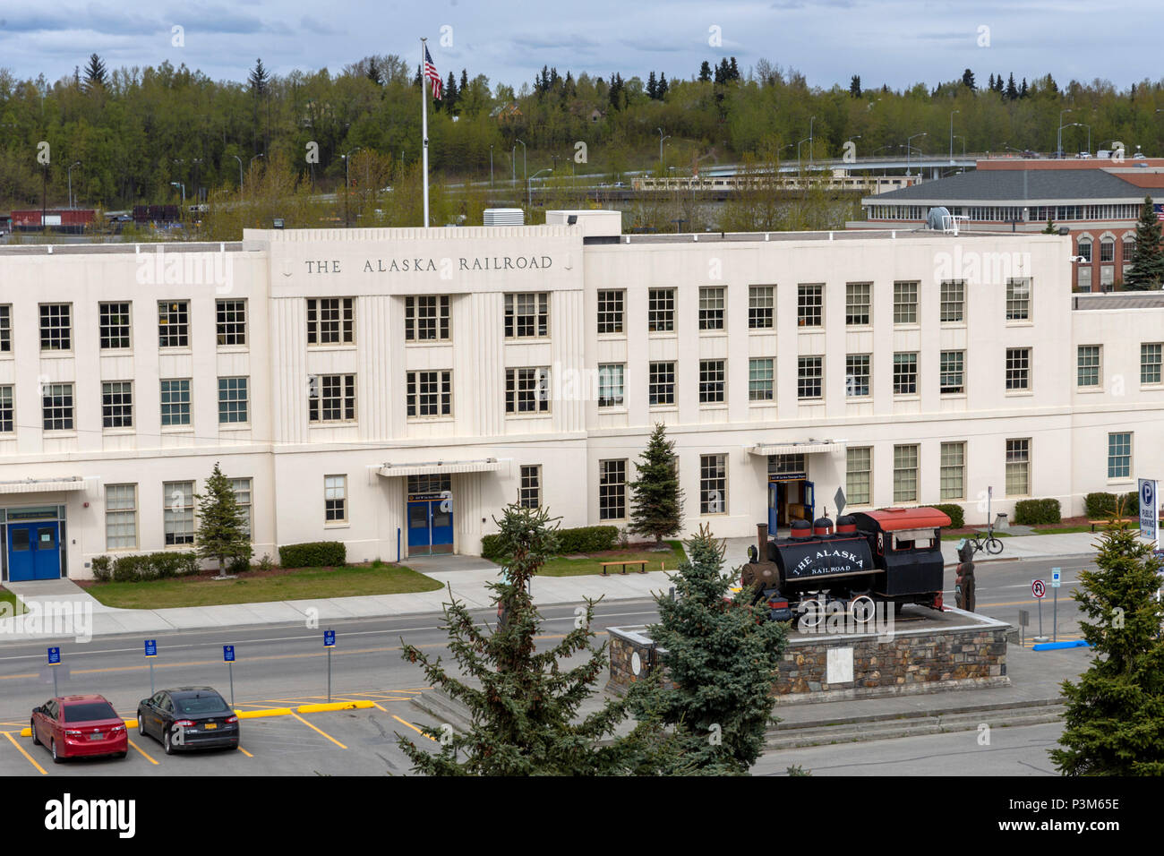 Station de chemin de fer de l'Alaska, Anchorage, Alaska, vendredi 18 mai, 2018. Banque D'Images