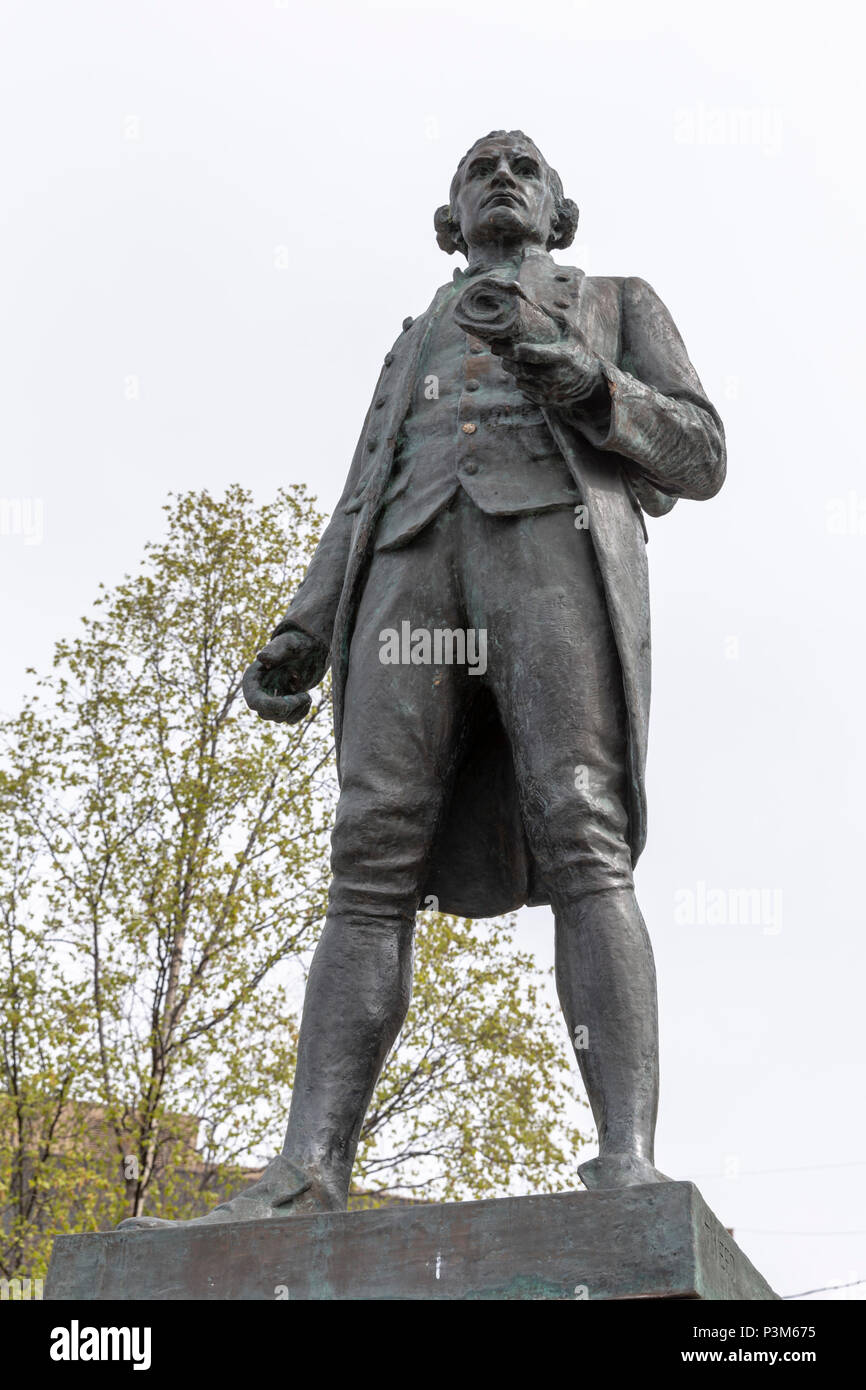 Le capitaine James Cook Monument, Anchorage, Alaska, Banque D'Images