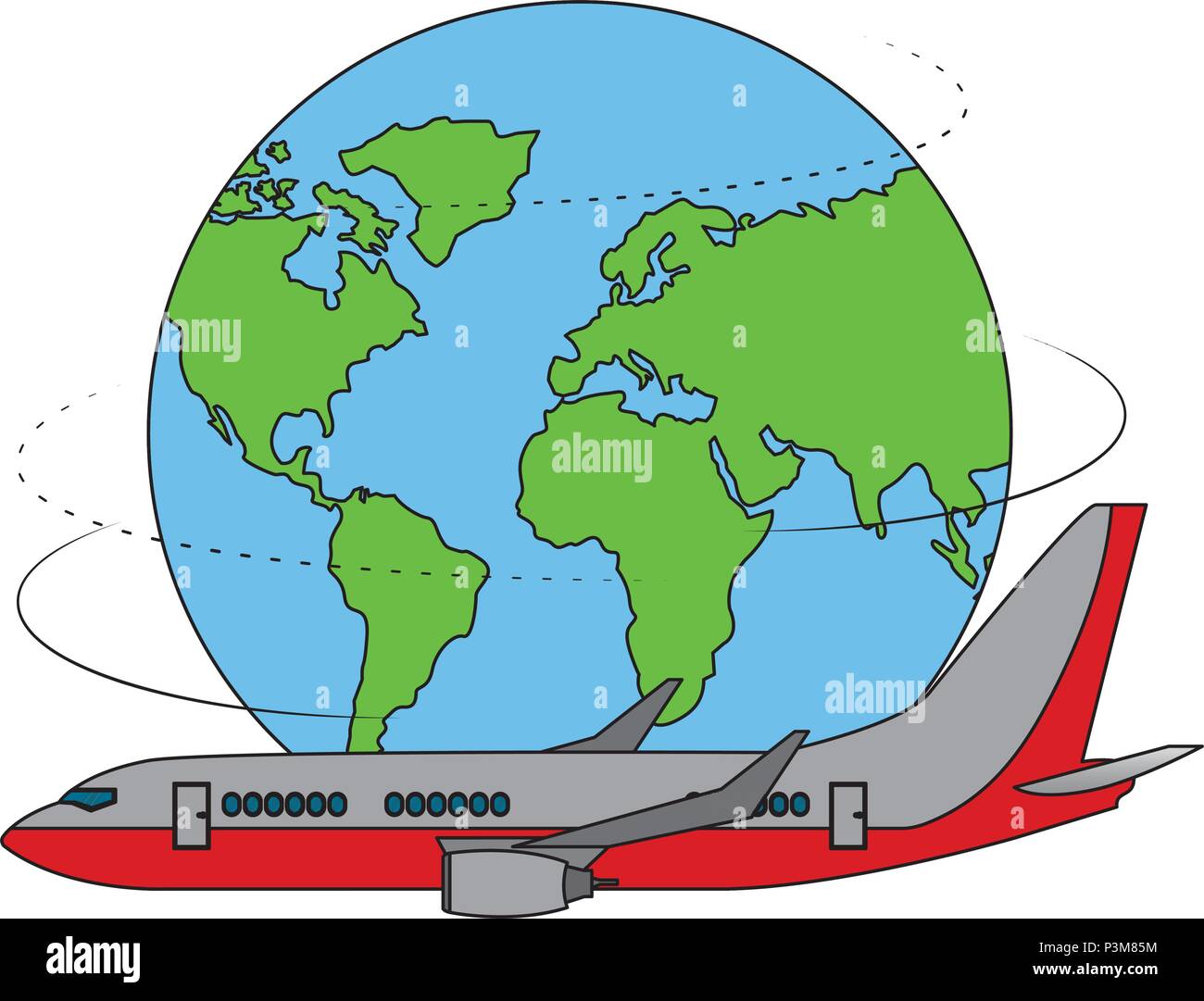 Transport avion voyage autour du monde Illustration de Vecteur