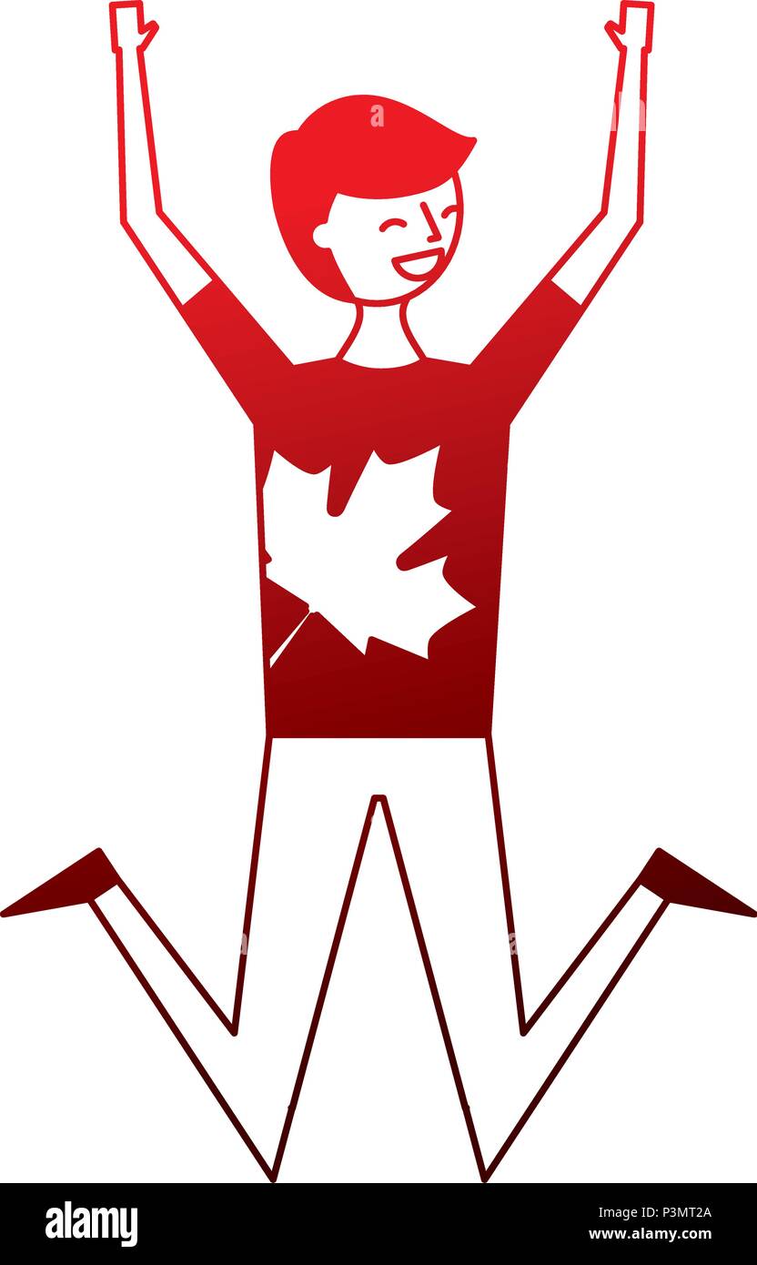 Jeune homme célèbre la fête du canada vector illustration neon Illustration de Vecteur