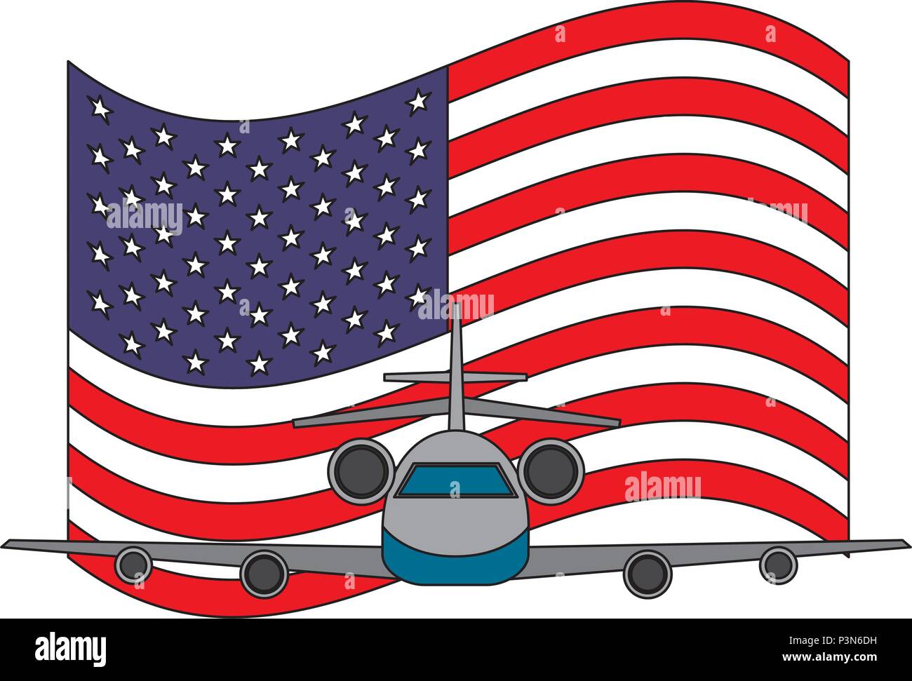 Billet d'avion et le tourisme drapeau américain Illustration de Vecteur