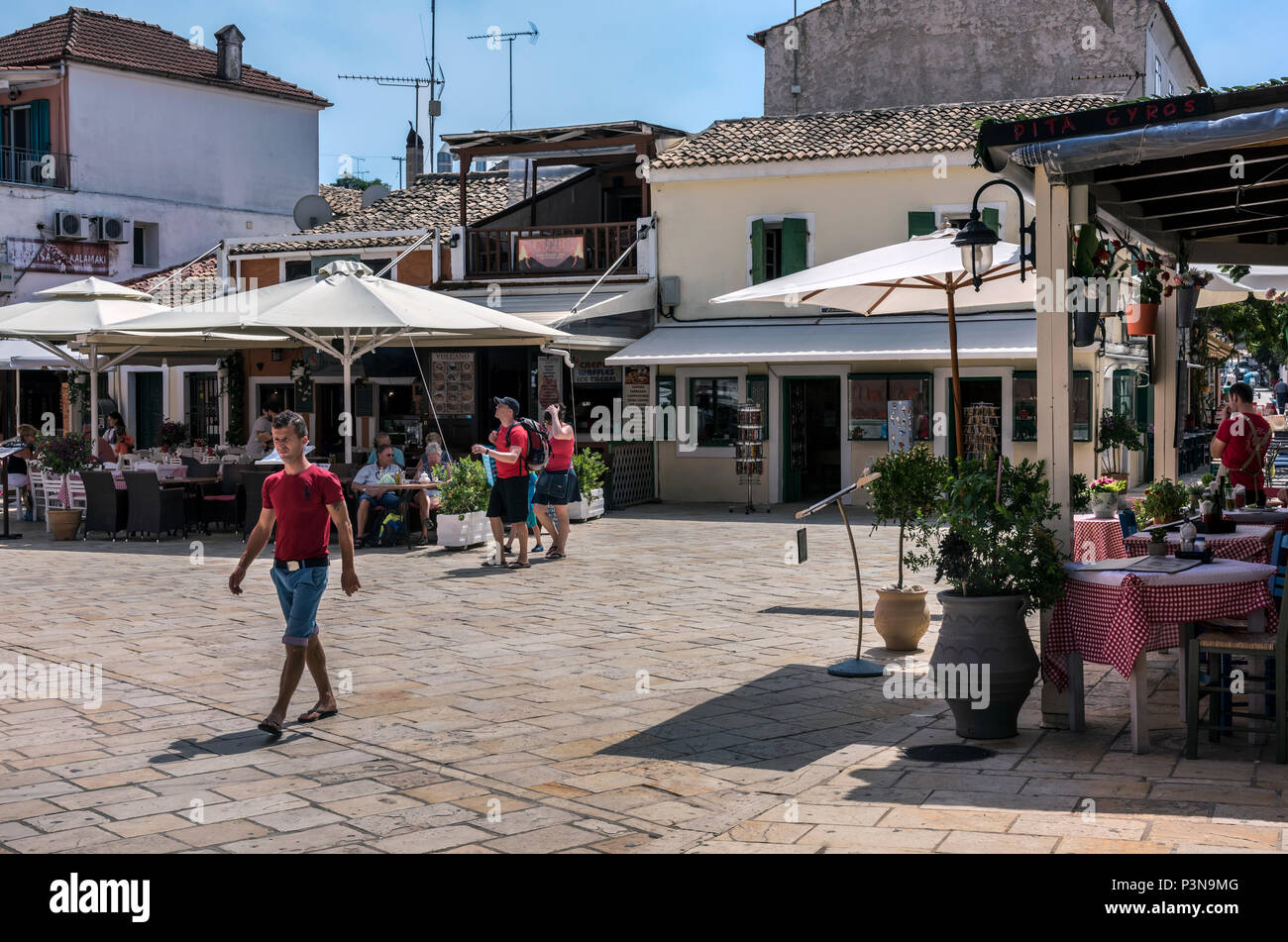 Restaurants à Gaios, Paxos. Banque D'Images