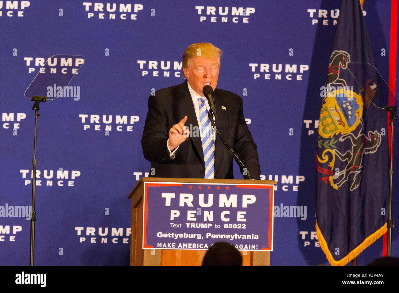 Gettysburg, PA, USA - 22 octobre 2016 : candidate présidentielle Donald Trump promettant qu'il va "drainage des marécages, à Washington. Banque D'Images