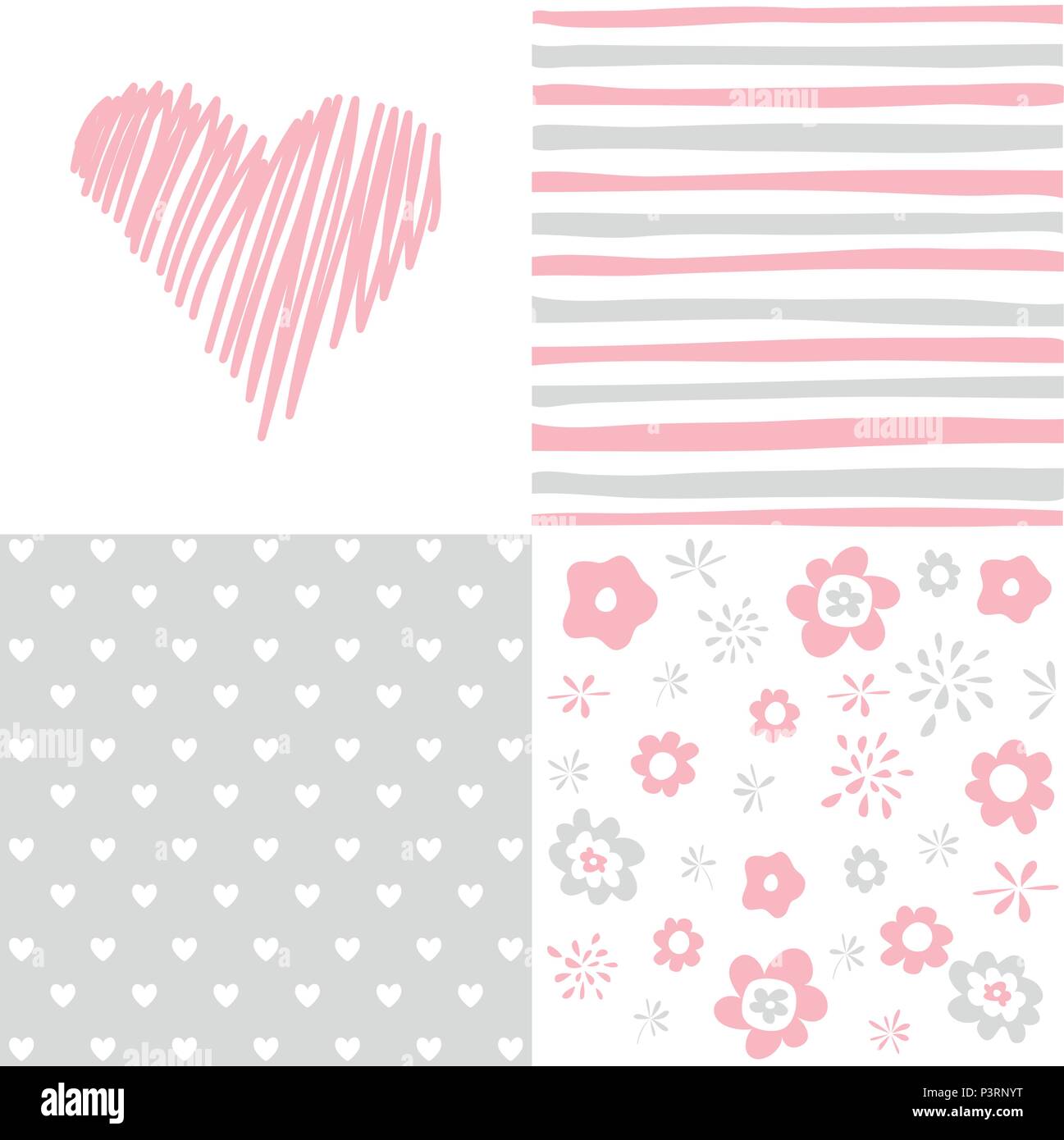 Ensemble de coeurs roses Illustration de Vecteur