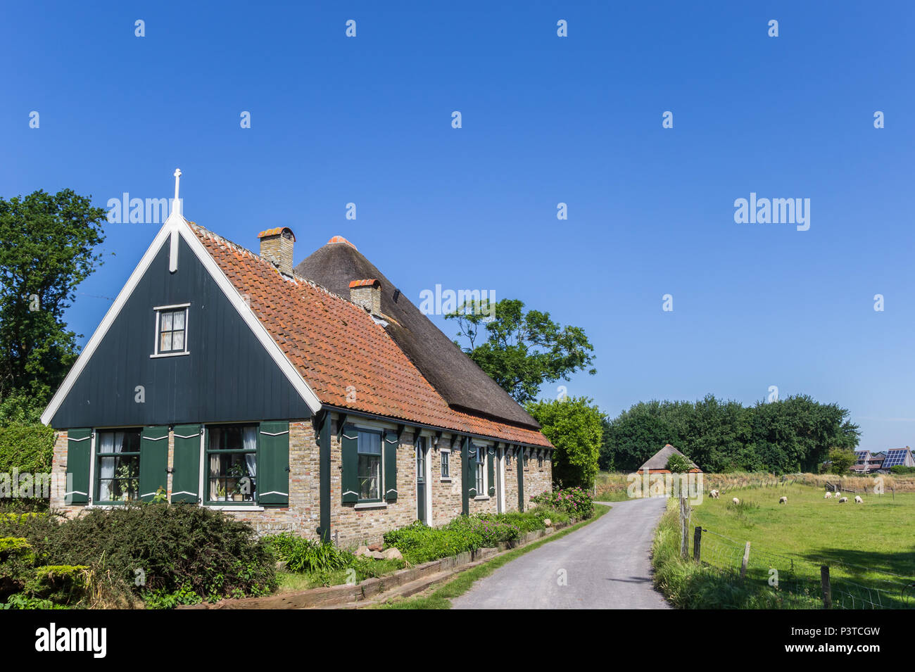 Chambre néerlandaise traditionnelle dans le paysage de l'île de Texel, Pays-Bas Banque D'Images