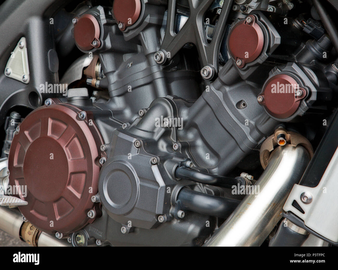 Détails d'un puissant moteur de moto Banque D'Images