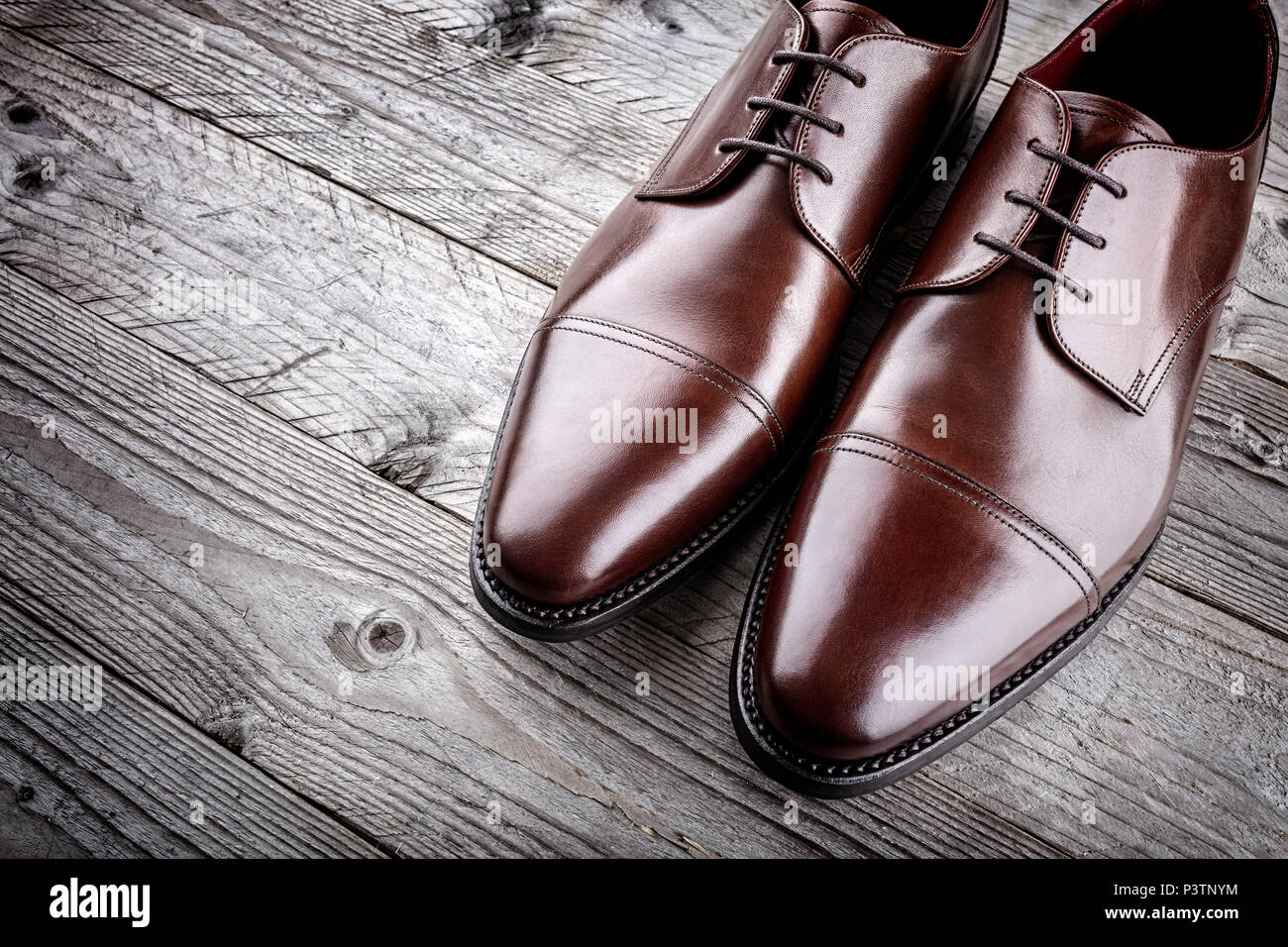 Formelle classique en cuir marron mans handcrafted chaussures Banque D'Images