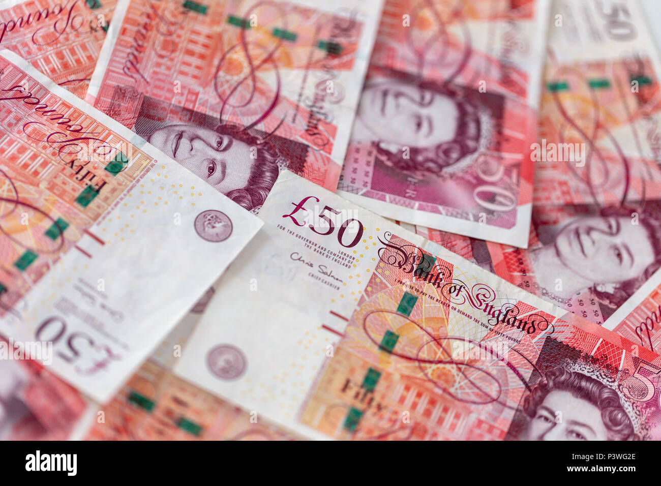 Contexte de la dispersion cinquante livres sterling billets de banque Banque D'Images