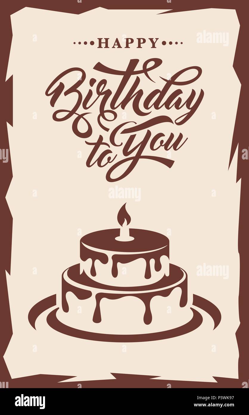 Carte D Invitation Avec Texte Et Gateau Joyeux Anniversaire Image Vectorielle Stock Alamy