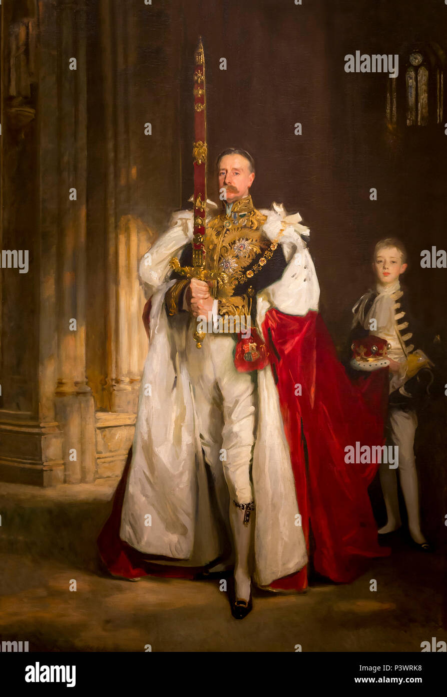 Charles Stewart Sixième Marquis de Londonderry, portant la grande Epée de l'Etat au couronnement du roi Édouard VII, août 1902, et M. W C Beaumo Banque D'Images