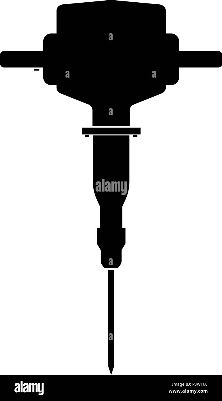 Jackhammer icon noir vecteur de couleur I télévision image simple style Illustration de Vecteur