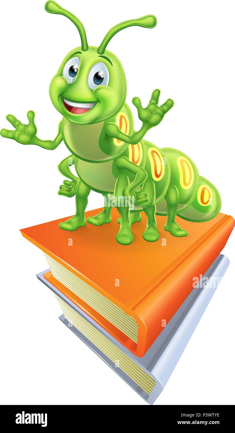 Bookworm Caterpillar ver sur Books Illustration de Vecteur