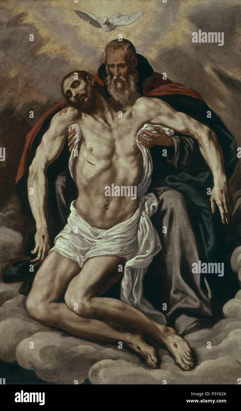 SANTISIMA TRINIDAD - siglo XVII - MANIERISMO ESPAÑOL. Auteur : Luis Tristan de Escamilla (ch. 1587-1624). Emplacement : CATEDRAL-intérieur, Sevilla, Séville, ESPAGNE. Banque D'Images