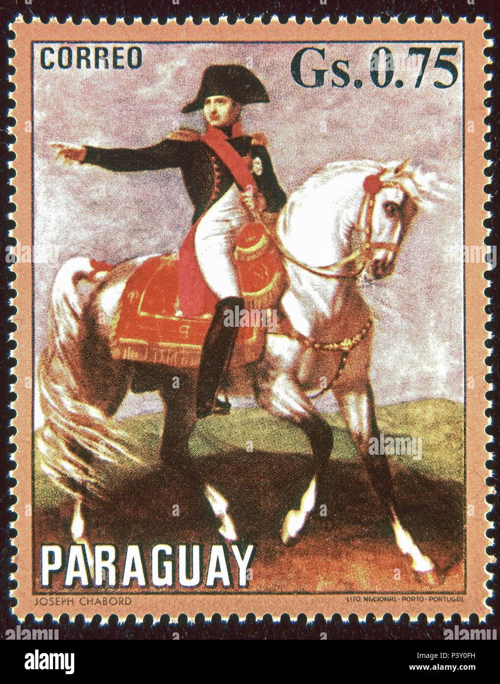 SELLO DE PARAGUAY - NAPOLÉON UN CABALLO DE JOSEPH CHABORD. Auteur : Joseph Chabord (1786-1848). Banque D'Images