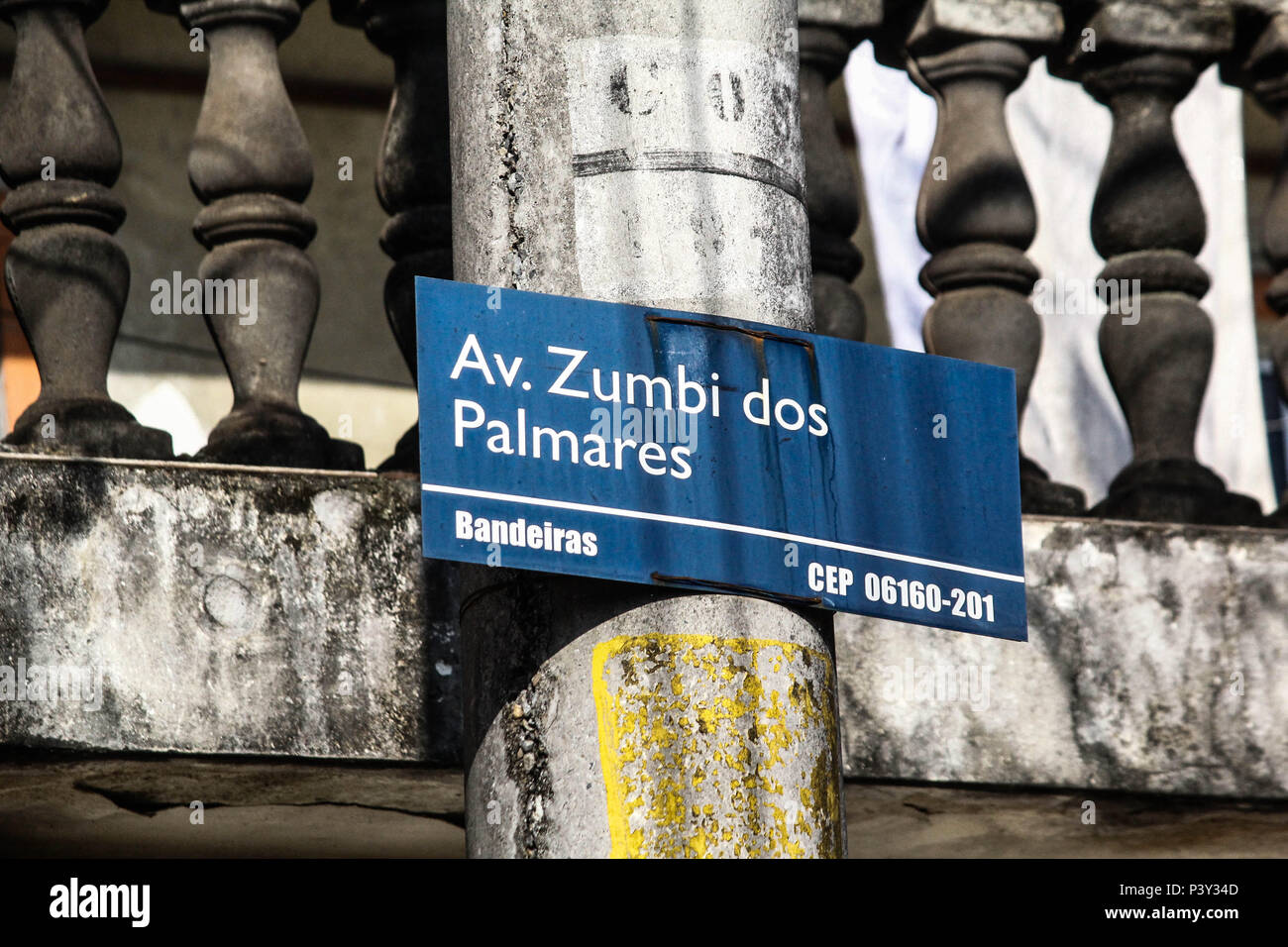 Placa de opération da Rua international Zumbi dos Palmares. Banque D'Images