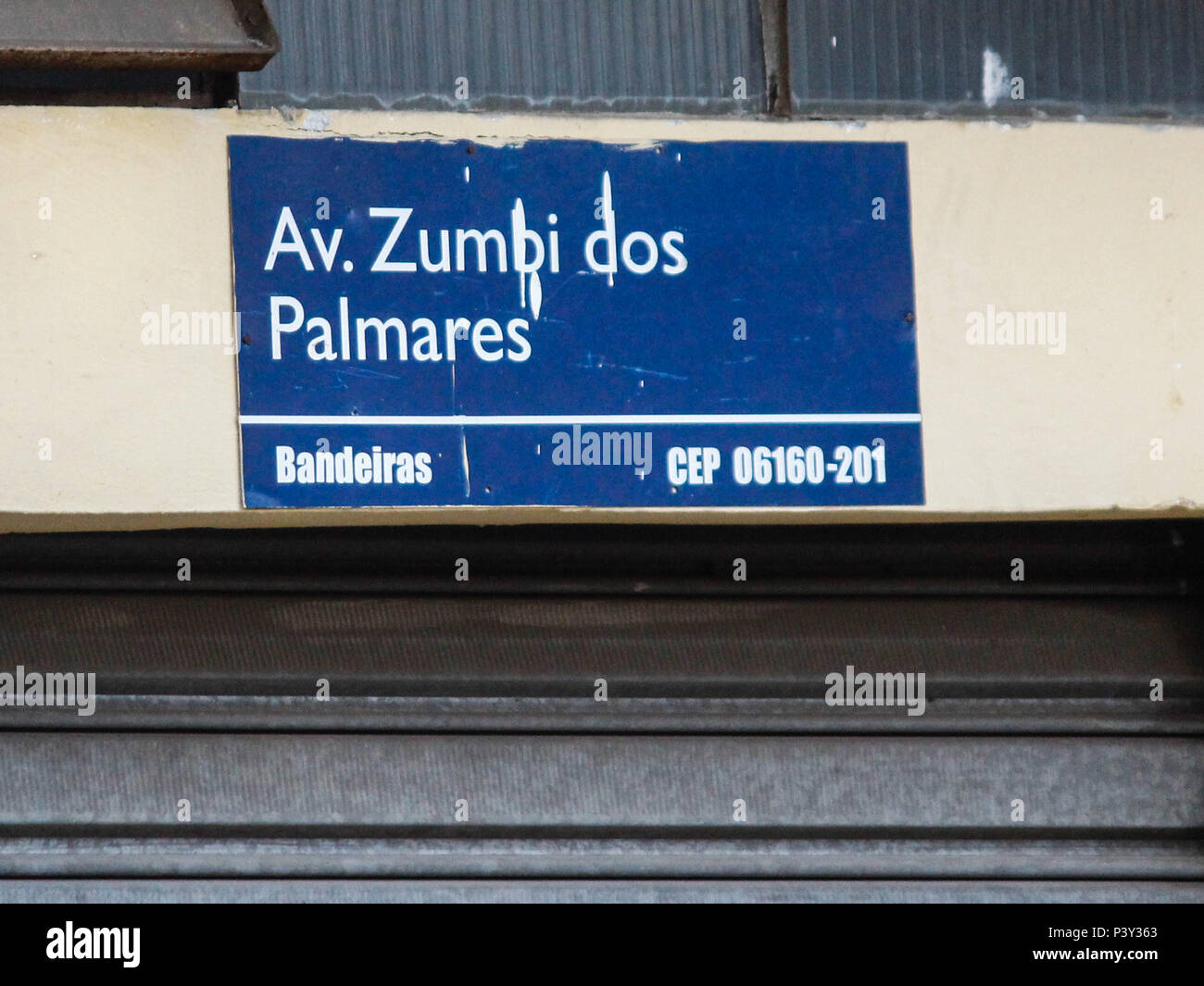 Placa de opération da Rua international Zumbi dos Palmares. Banque D'Images