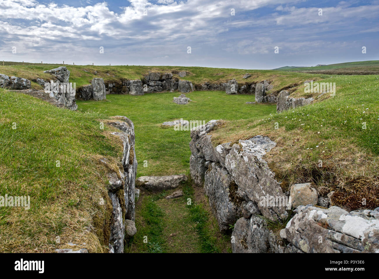 Entrée du Temple Stanydale, site néolithique sur le continent, les îles Shetland, Écosse, Royaume-Uni Banque D'Images
