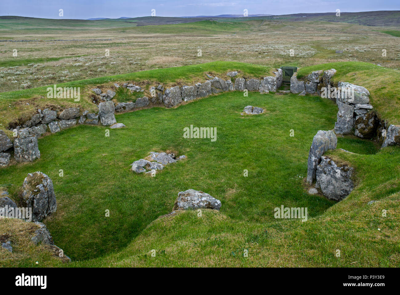 Stanydale Temple, site néolithique sur le continent, les îles Shetland, Écosse, Royaume-Uni Banque D'Images
