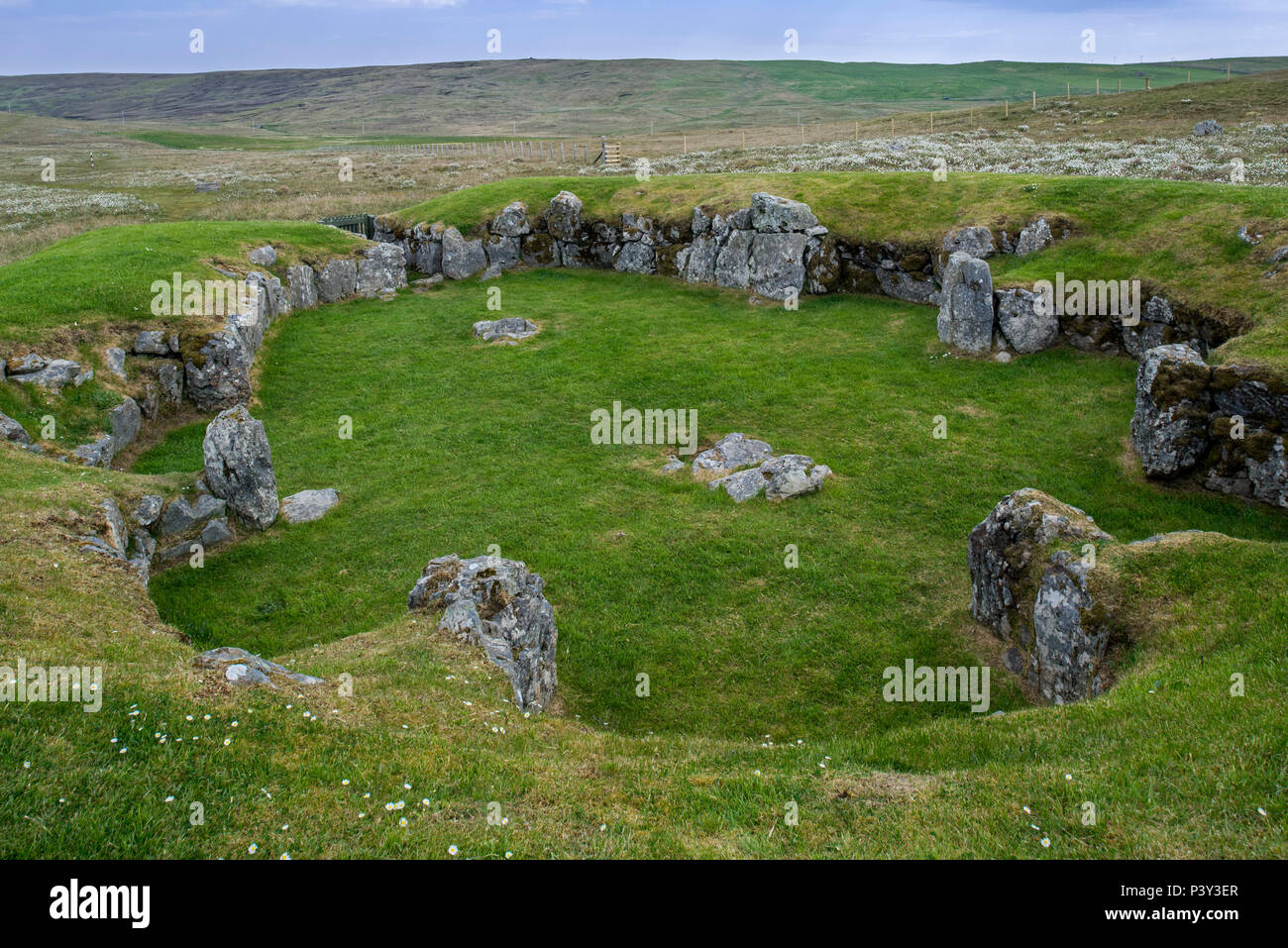 Stanydale Temple, site néolithique sur le continent, les îles Shetland, Écosse, Royaume-Uni Banque D'Images