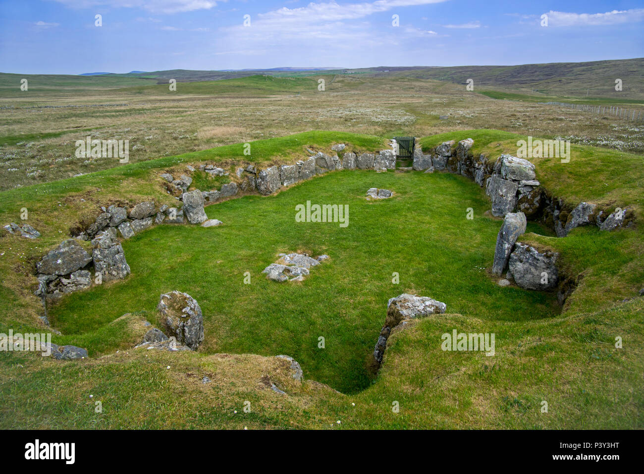 Stanydale Temple, site néolithique sur le continent, les îles Shetland, Écosse, Royaume-Uni Banque D'Images