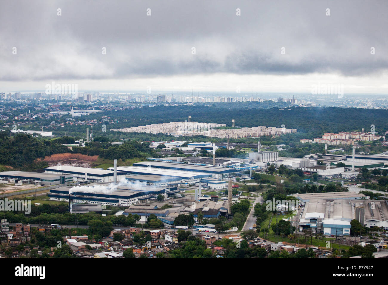 Foto aérea da Zona Franca de Manaus, Manaus/AM. Banque D'Images