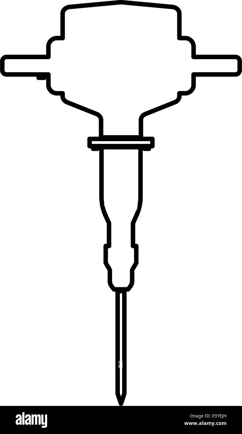 Jackhammer icon noir vecteur de couleur I télévision image simple style Illustration de Vecteur