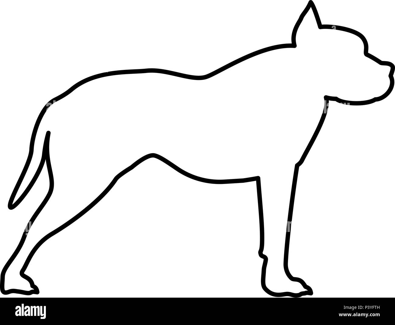 Pit-bull terrier noir icône vecteur de couleur je l'image simple style plat Illustration de Vecteur