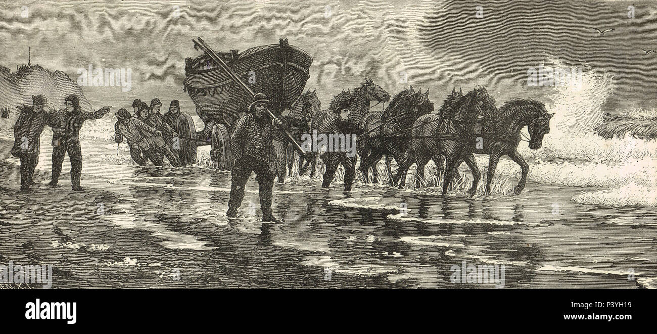 L'embarcation, 19e siècle illustration Banque D'Images