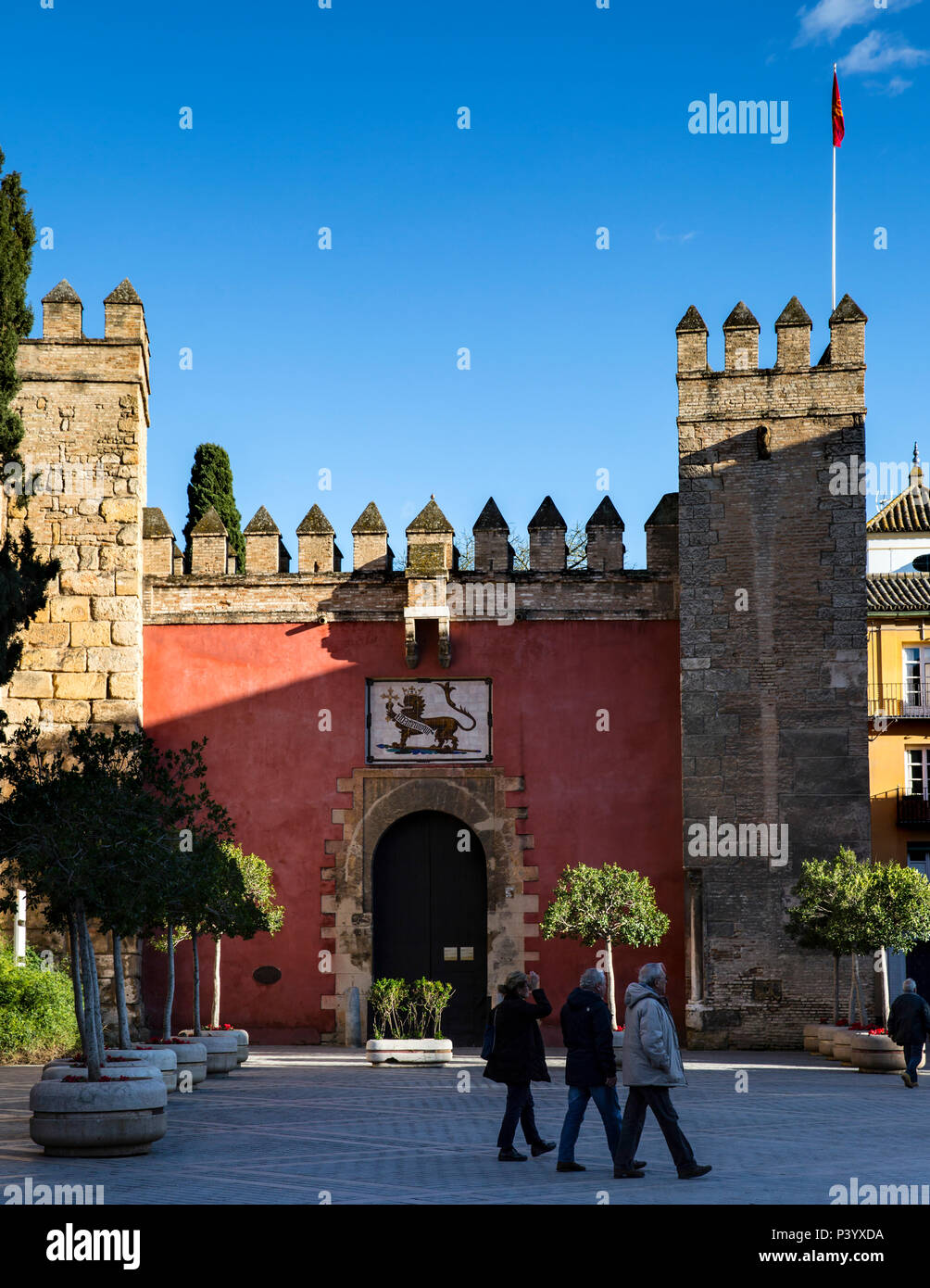 Entrée de l'Alcazar (Reales Alcázares de Séville), Séville, Andalousie, espagne. Banque D'Images