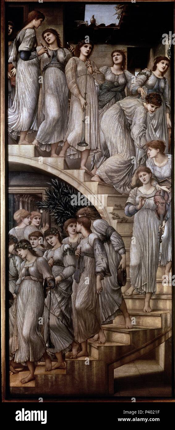 École d'anglais. L'Escalier d'or. Huile sur toile (269 x 117 cm). Londres, Tate Gallery. Auteur : Edward Burne-Jones (1833-1898). Emplacement : Tate Gallery, Londres, Angleterre. Banque D'Images