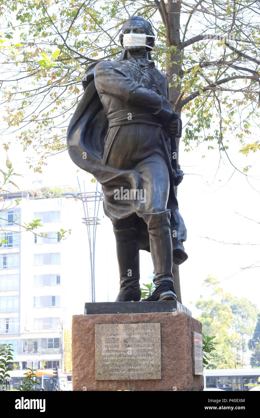 Monumento de Francisco de Miranda, na Praça do Ciclista, na região da Avenida Paulista em São Paulo (SP). Banque D'Images