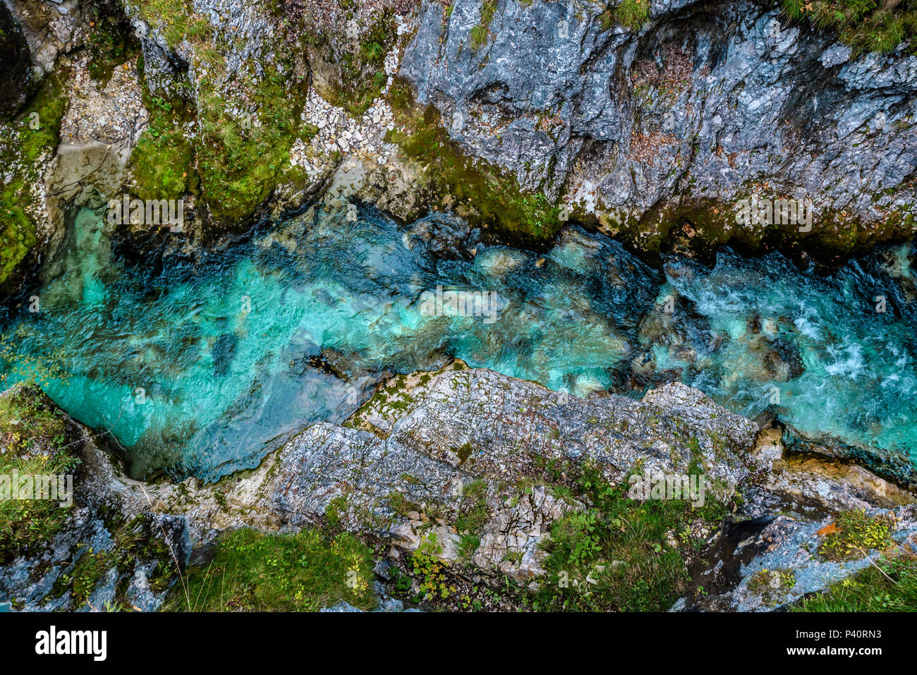 Leutaschklamm - gorge sauvage avec rivière dans les Alpes de l'Allemagne Banque D'Images