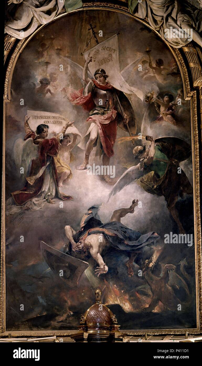 SAN MIGUEL - PINTURA DEL AUTEL MAIRE - 1897. Auteur : Alejandro Ferrant y Fischermans (1843-1917). Lieu : st. MICHAEL'S CHURCH, MADRID, ESPAGNE. Banque D'Images