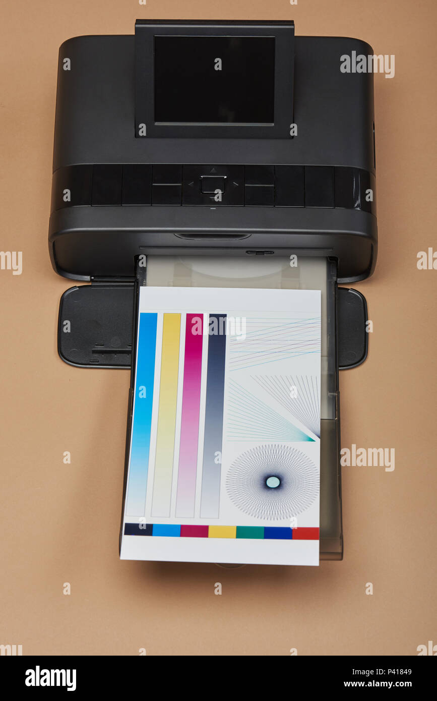 La gestion des couleurs accueil l'imprimante. Papier d'impression test Banque D'Images
