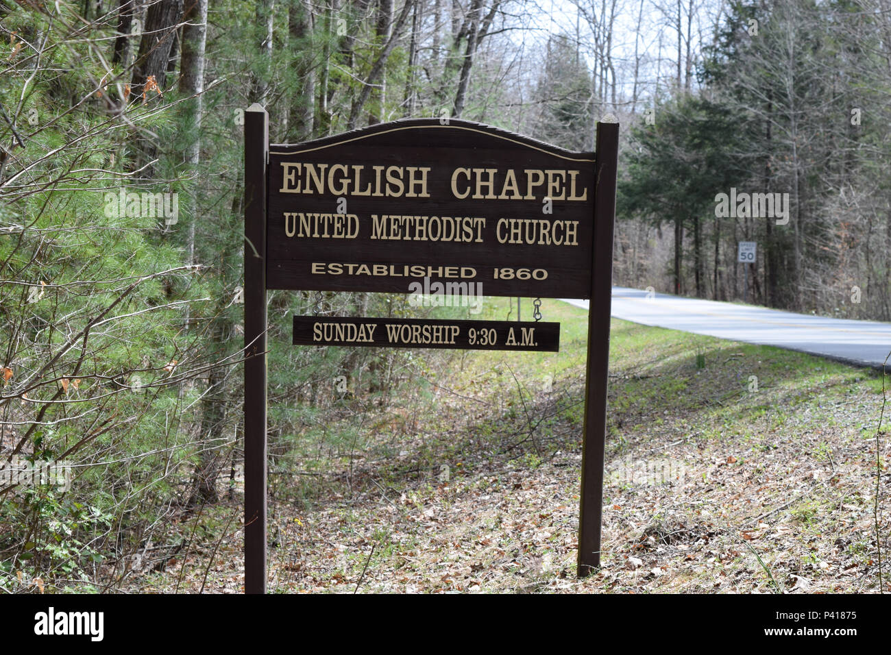 La chapelle située à Pisgah Forest National. La chapelle est un rock church construite en 1860. Banque D'Images