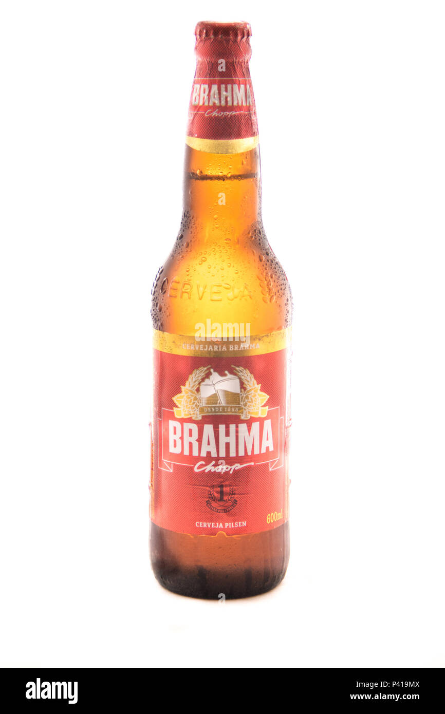 Garrafas de cerveja Brahma. Banque D'Images