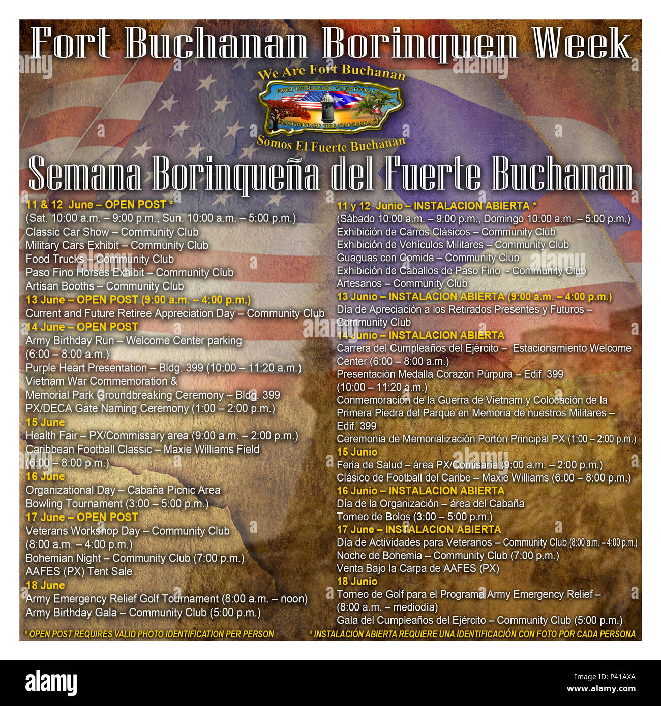 USAG Fort Buchanan, Puerto Rico annonce le long de la semaine à partir de 11 activités au 18 juin 2016 pour nos militaires, civils et la collectivité locale, culminant avec la célébration de la 241e anniversaire de l'armée américaine Gala. Banque D'Images