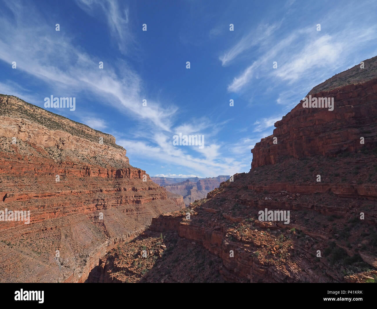 Vue depuis le sentier Hermit dans le Parc National du Grand Canyon, Arizona. Banque D'Images