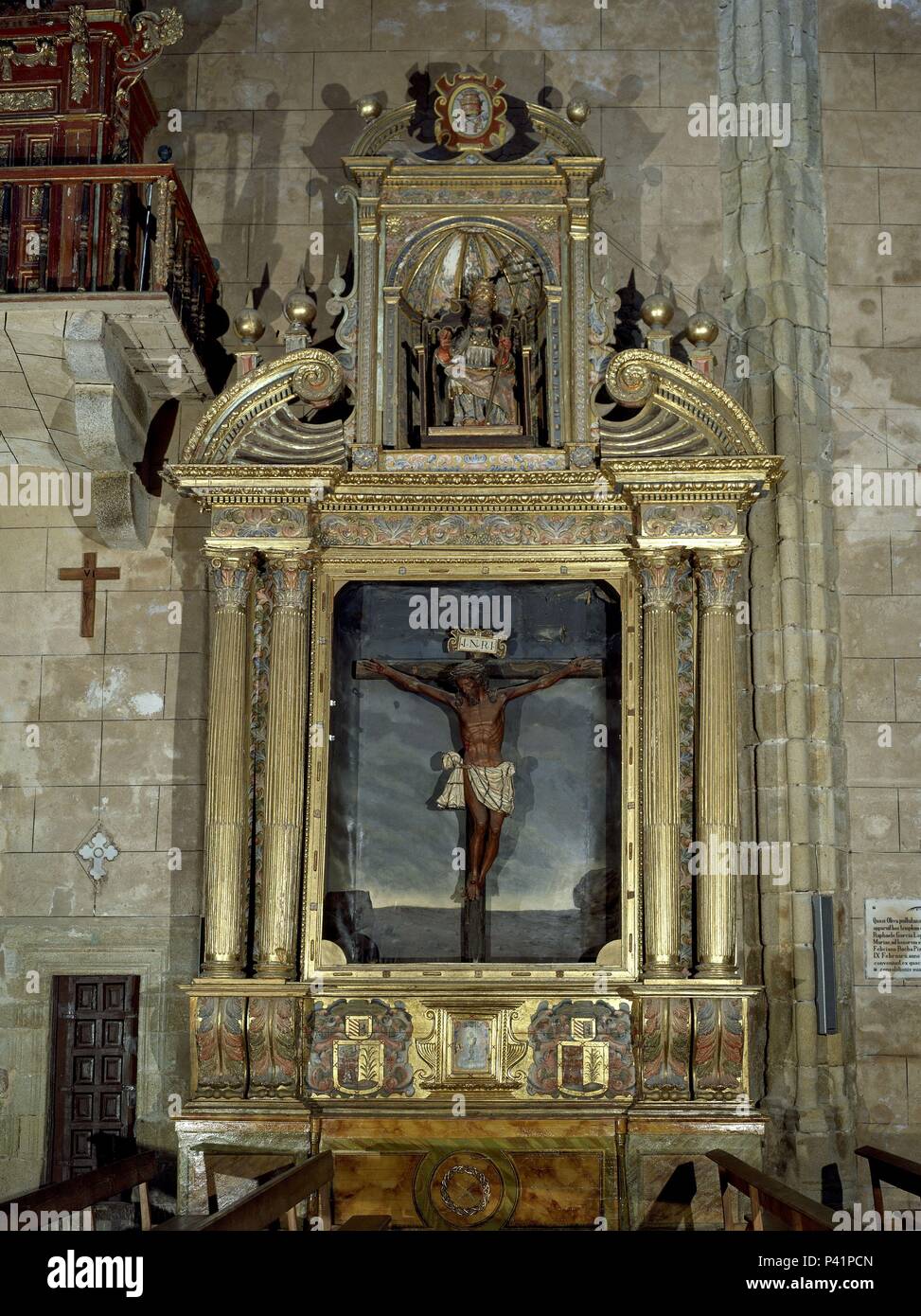 RETABLO DEL CRISTO DE LA AGONIA S XVII. Lieu : EGLISE DE SAN MARTIN, Trujillo, Caceres, ESPAGNE. Banque D'Images