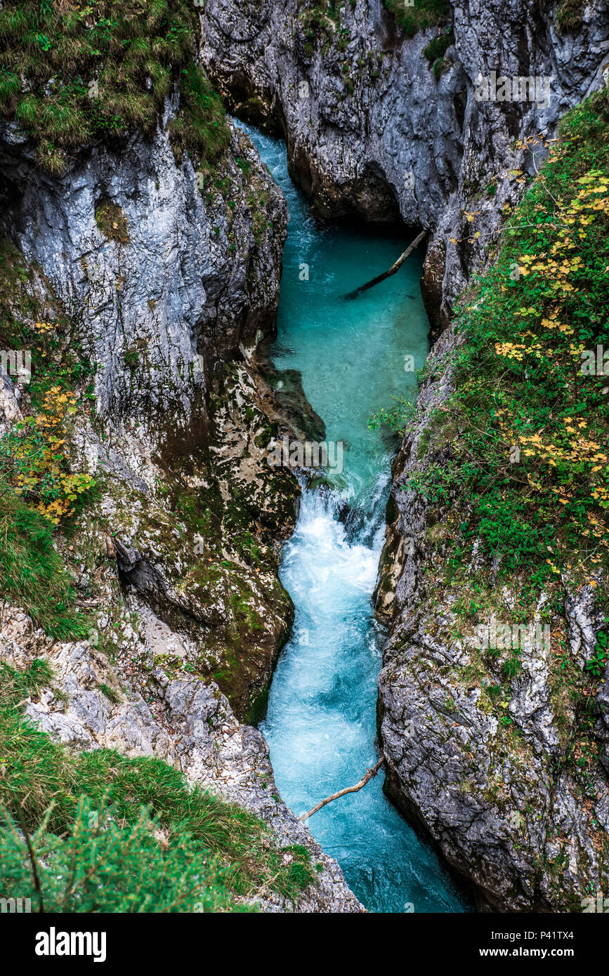 Leutaschklamm - gorge sauvage avec rivière dans les Alpes de l'Allemagne Banque D'Images