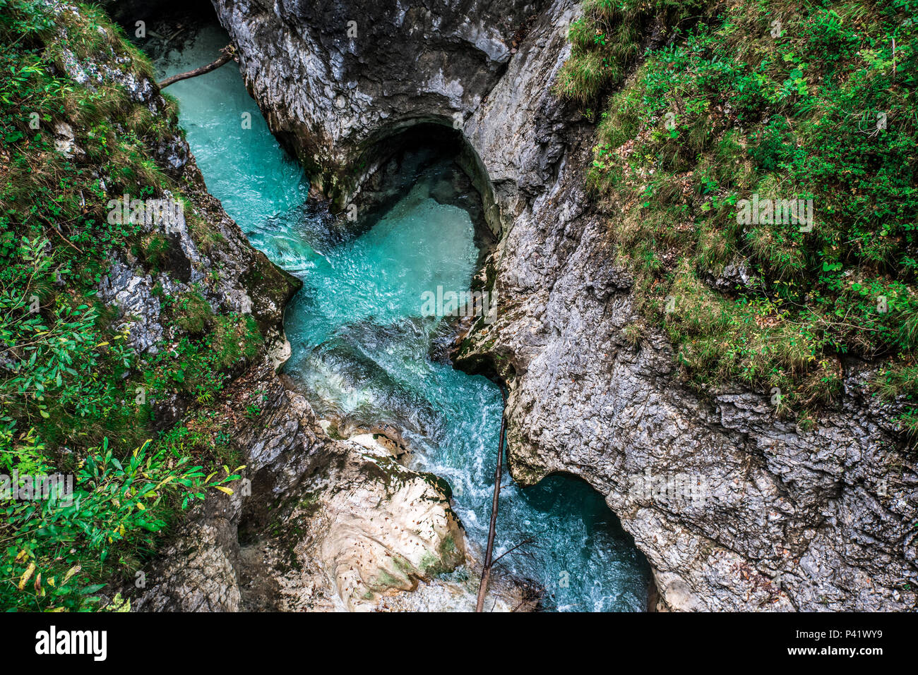 Leutaschklamm - gorge sauvage avec rivière dans les Alpes de l'Allemagne Banque D'Images